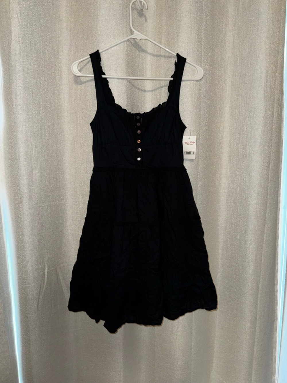 NWT Lucky Brand Black Sleeveless Button-Front Mini Dress